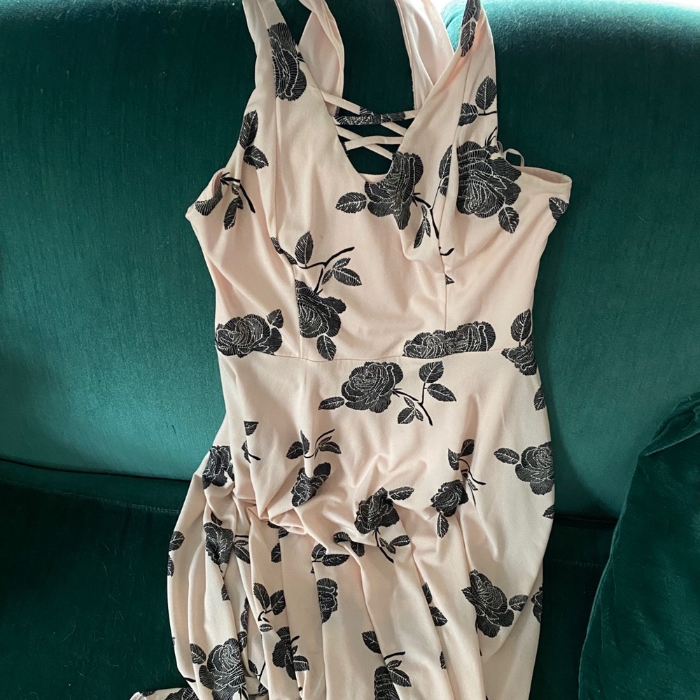 Pink and black floral dress